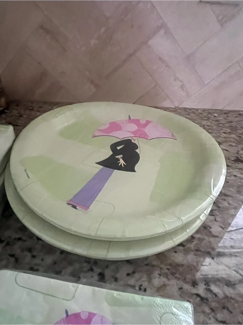 Baby Shower Paper Plates & Napkins Set - Pink Umbrella Design SET!